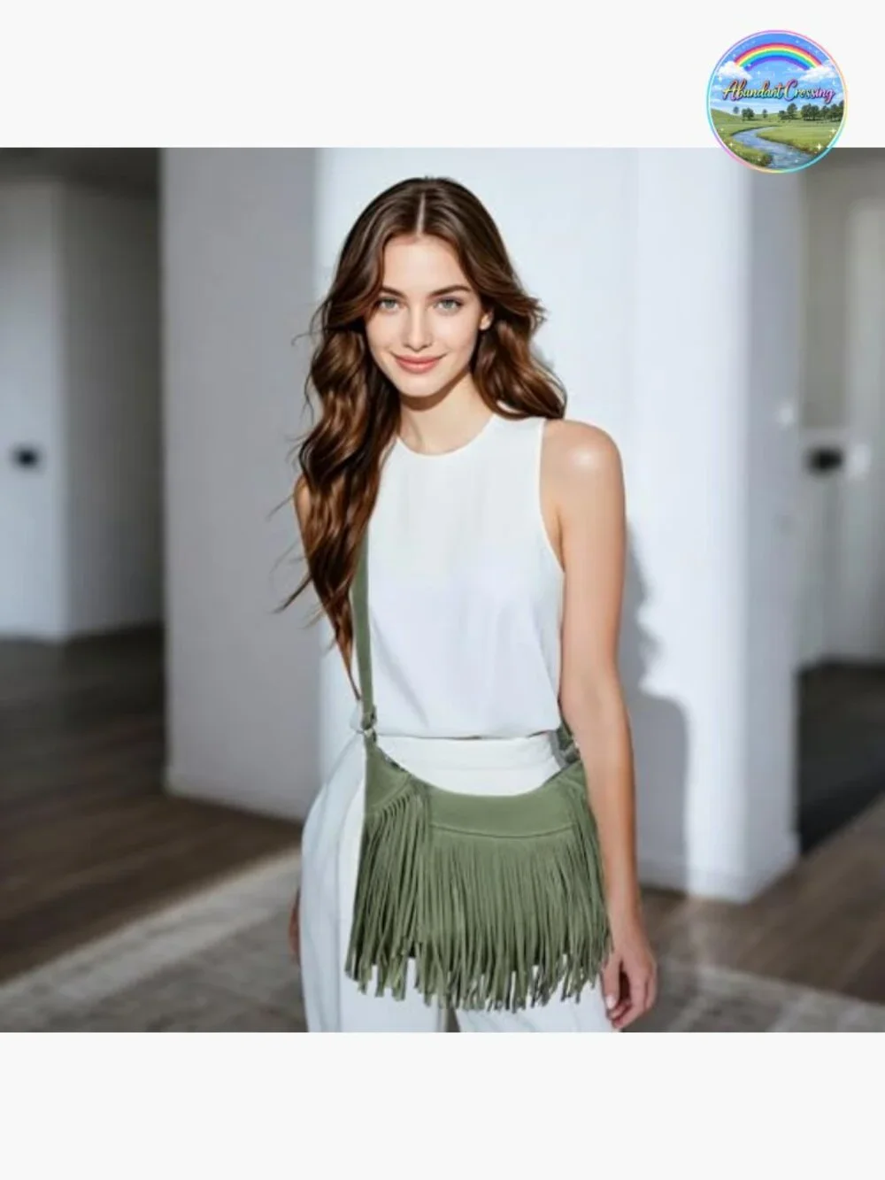 Vintage Suede Fringe Hobo Bag Crossbody Tassel Shoulder Purse